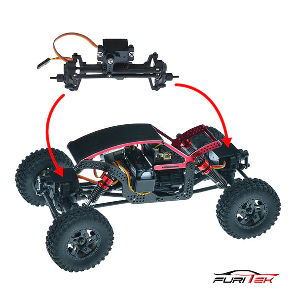 FURITEK COMPLETE PRE-BUILD FRONT AXLE SET WITH SERVO FOR