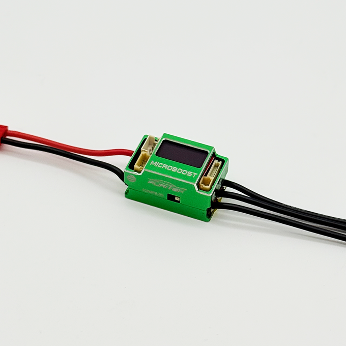 FURITEK MICROBOOST 2S LiPo 25A/50A Brushless ESC for 1/24 & 1/28 Drift/Race Cars - Sensored/Sensorless, Green Color with LCD Display, Solderable and Wire Replaceable.