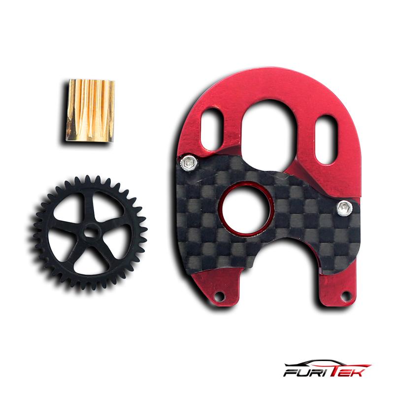 FURITEK BRUSHLESS CONVERSION PRO FOR SCX24 - 0.5M SPUR GEAR, 12T PINION GEAR AND CNC MOTOR MOUNT.