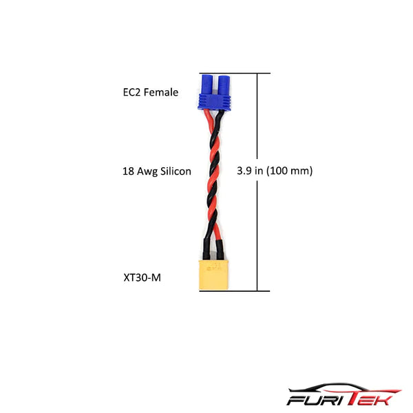 HIGH QUALITY XT30 MALE TO EC2 FEMALE CONVERSION CABLE