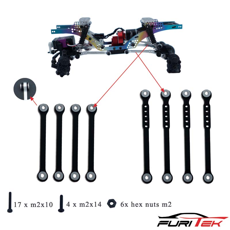 FURITEK ALUMINIUM STOCK LINKS SET FOR FCX24 - BLACK.