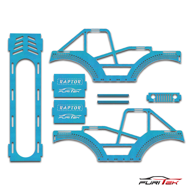 FURITEK RAPTOR ALUMINUM FRAME KIT FOR SCX24 CRAWLERS - BLUE AQUA.